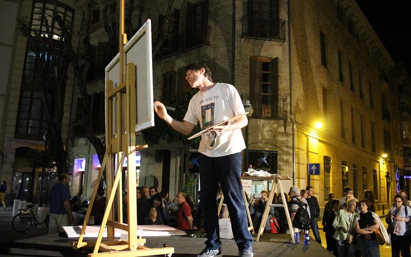 Pintando en vivo en la Noche de Los Museos